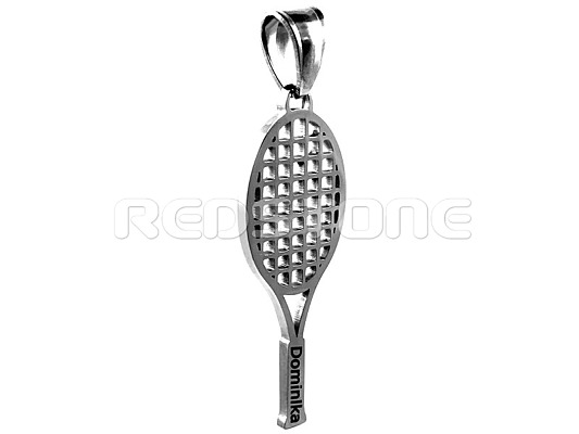 Ocelový přívěsek tenisová raketa se jménem